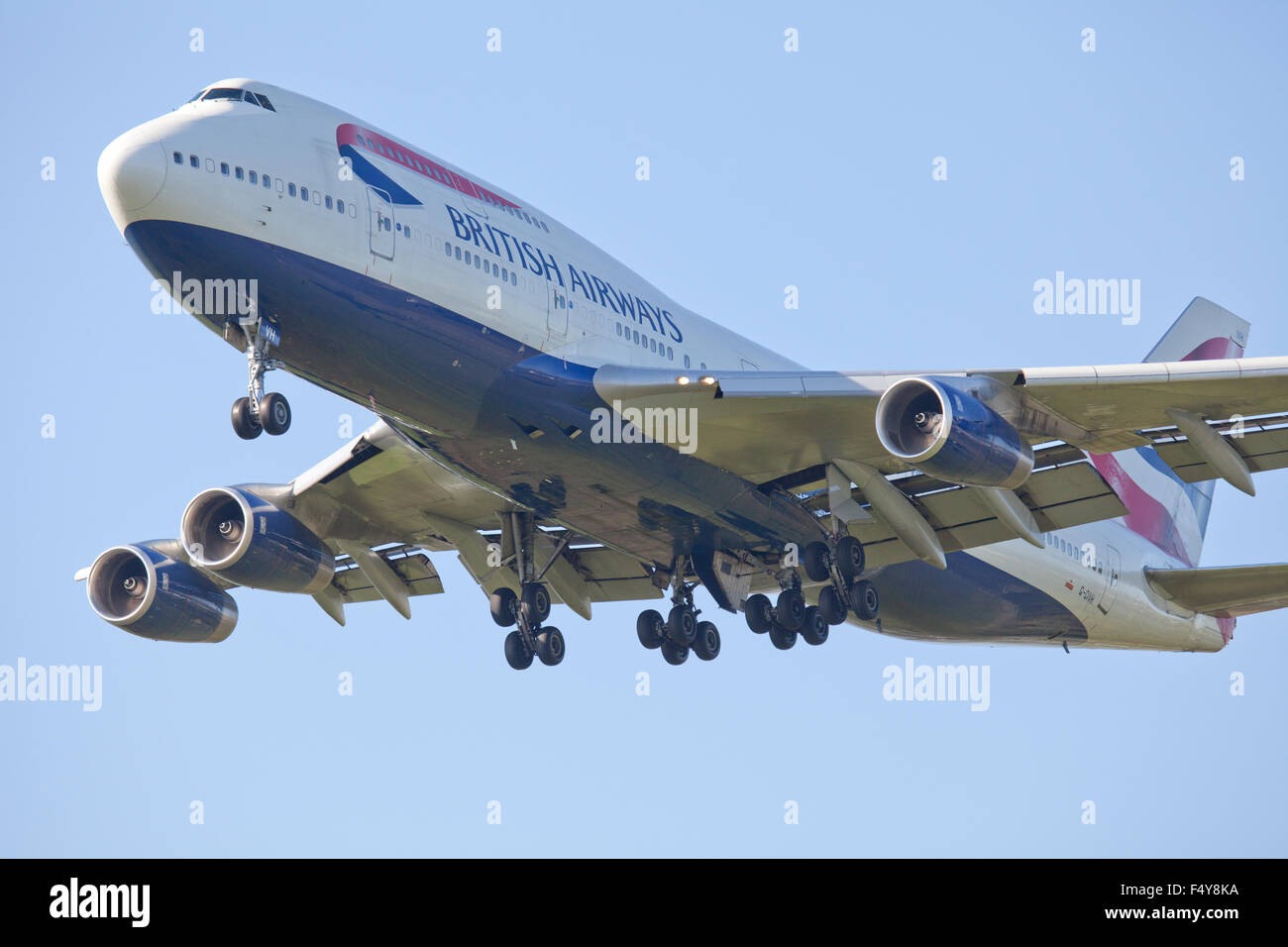 British Airways Boeing 747 jumbo getto G-CIVH venuta in terra a Londra Heathrow Airport LHR Foto Stock