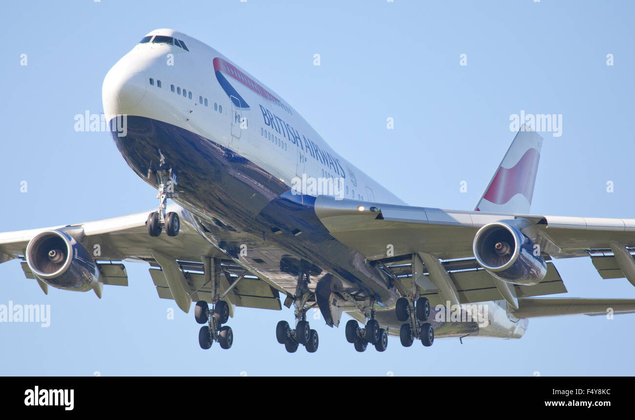 British Airways Boeing 747 jumbo getto G-CIVX venuta in terra a Londra Heathrow Airport LHR Foto Stock