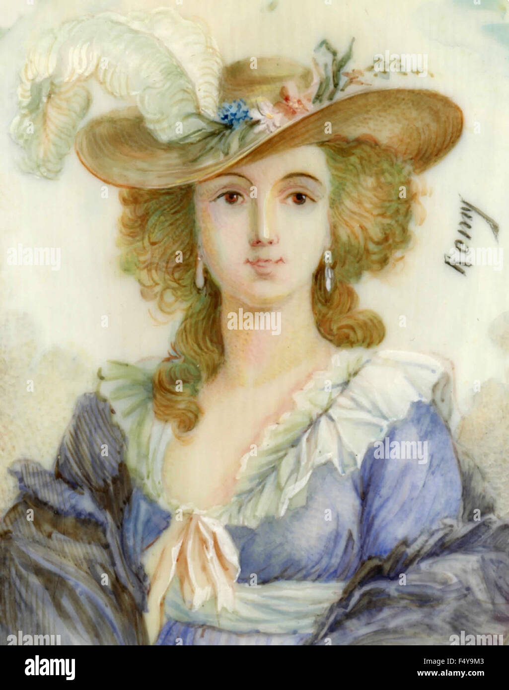 Cappelli e abiti della moda francese del 1700 Foto Stock