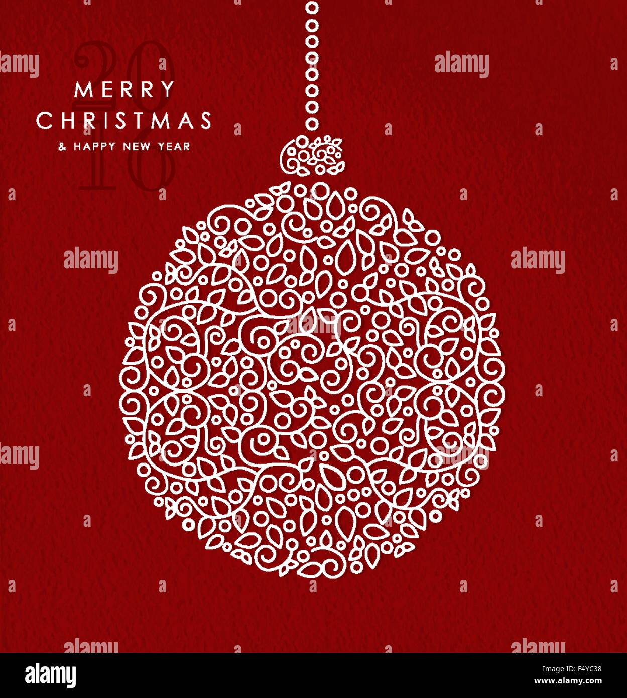 Buon Natale e felice anno nuovo art deco ninnolo decorazione realizzata in profilo monogram stile con semplici ornamenti natalizi. Illustrazione Vettoriale