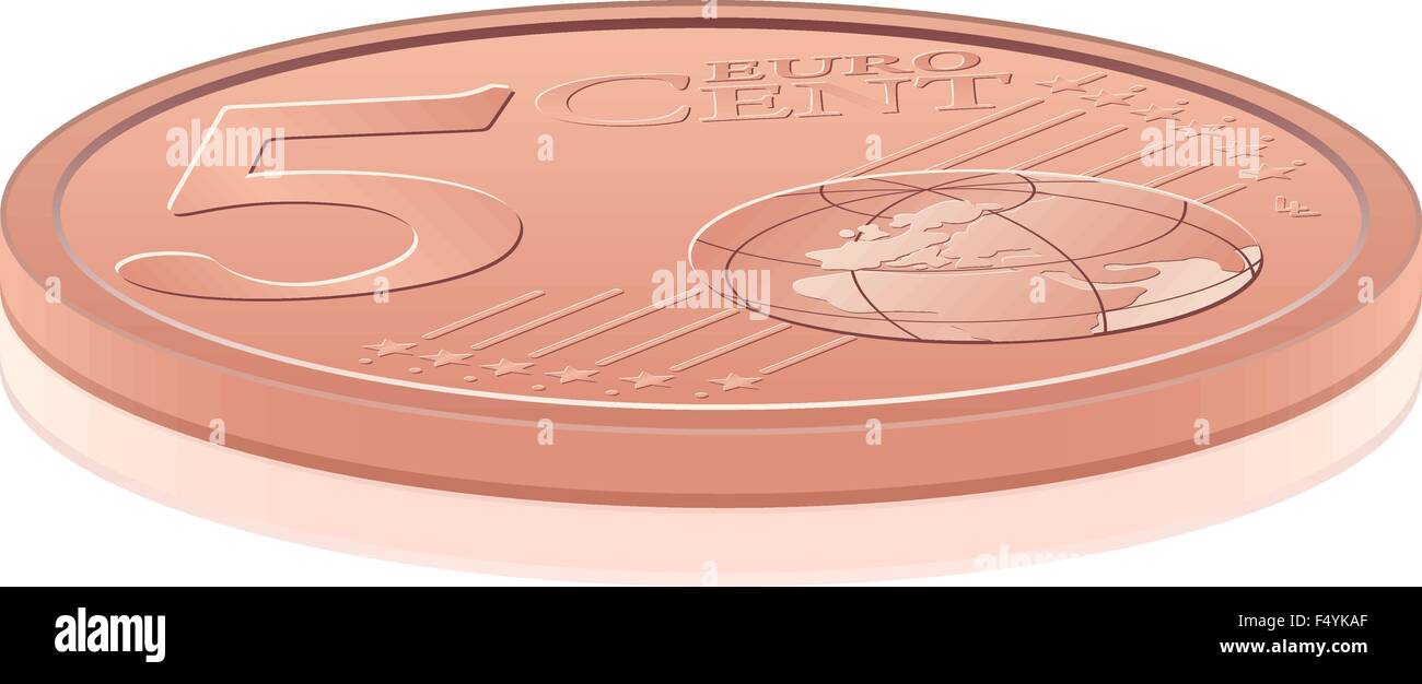 Euro moneta su sfondo bianco. Illustrazione Vettoriale. Illustrazione Vettoriale