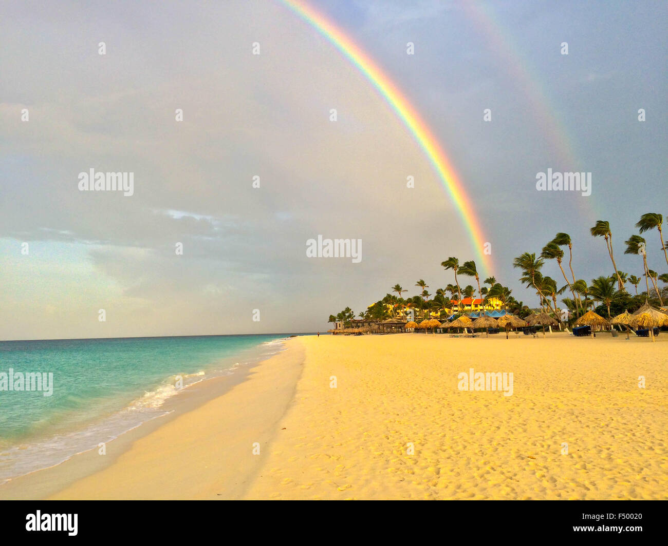 Doppio arcobaleno in Antille olandesi Foto Stock