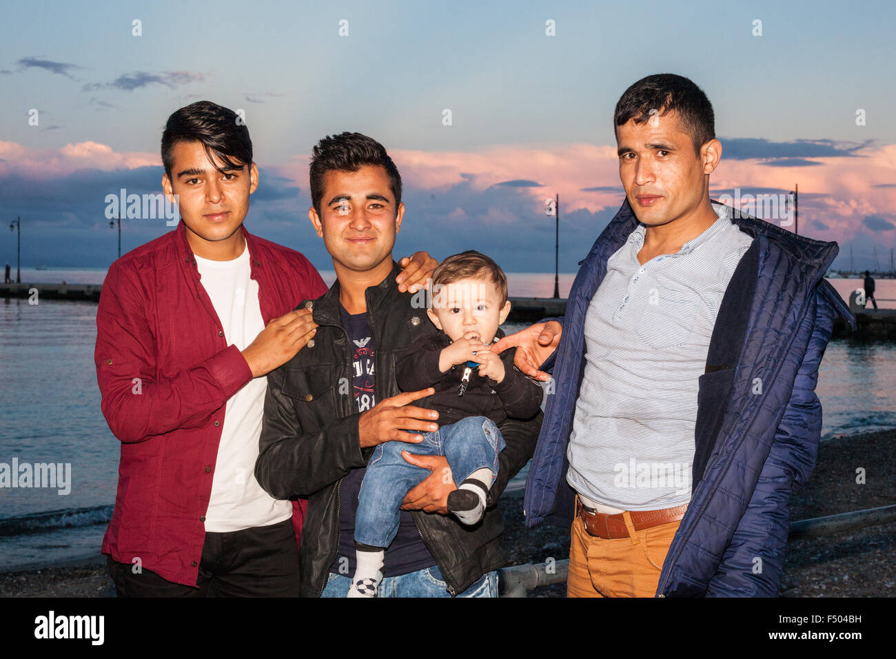 Gli immigrati da Afghanistan in Kos, Grecia il 24 ottobre 2015. Ha passato il mare Egeo due giorni prima. Foto Stock