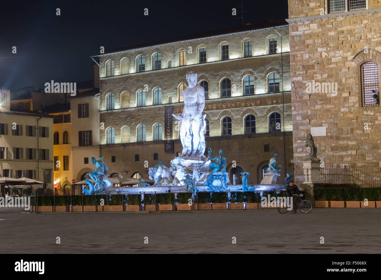 La fontana del Nettuno a Firenze Foto Stock