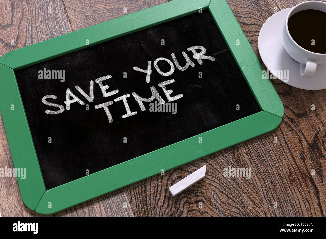 Salva il tuo tempo - Inspirational preventivo su una lavagna. Foto Stock