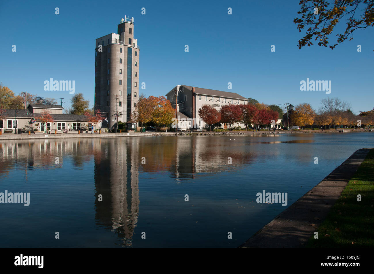 Schoen luogo silos convertito in spazio per uffici. Pittsford NY USA. Foto Stock