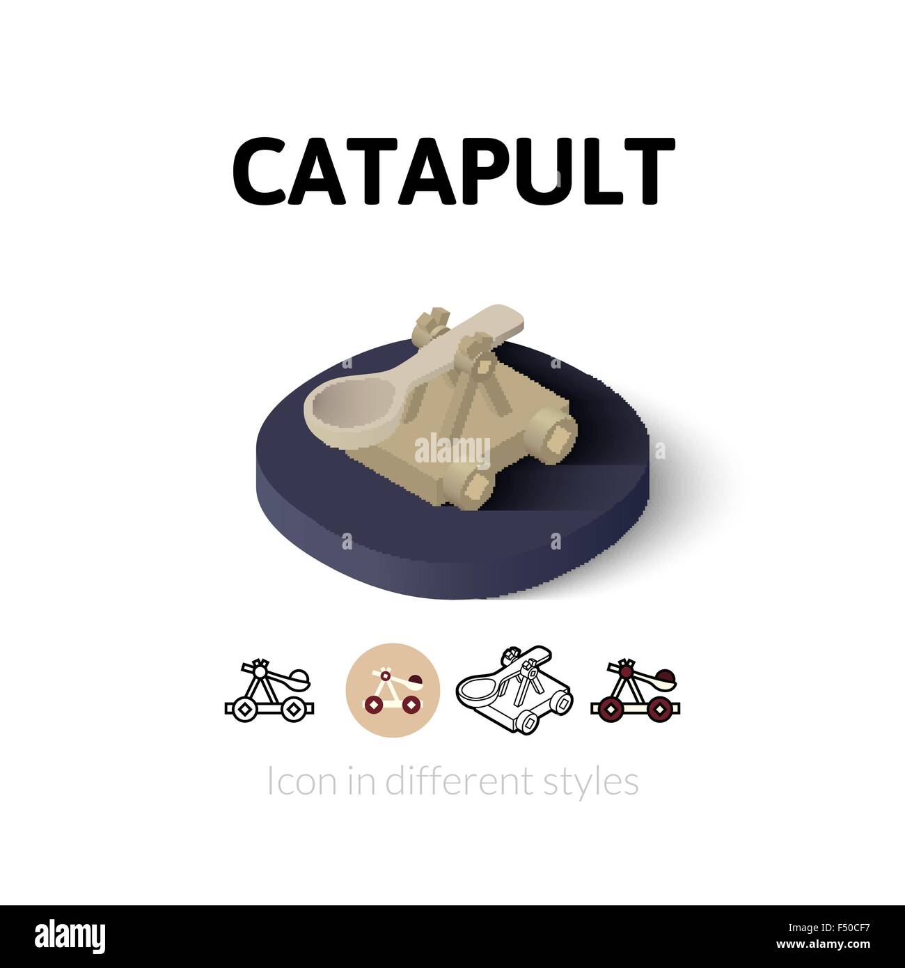 Icona catapulta in stile differente Illustrazione Vettoriale