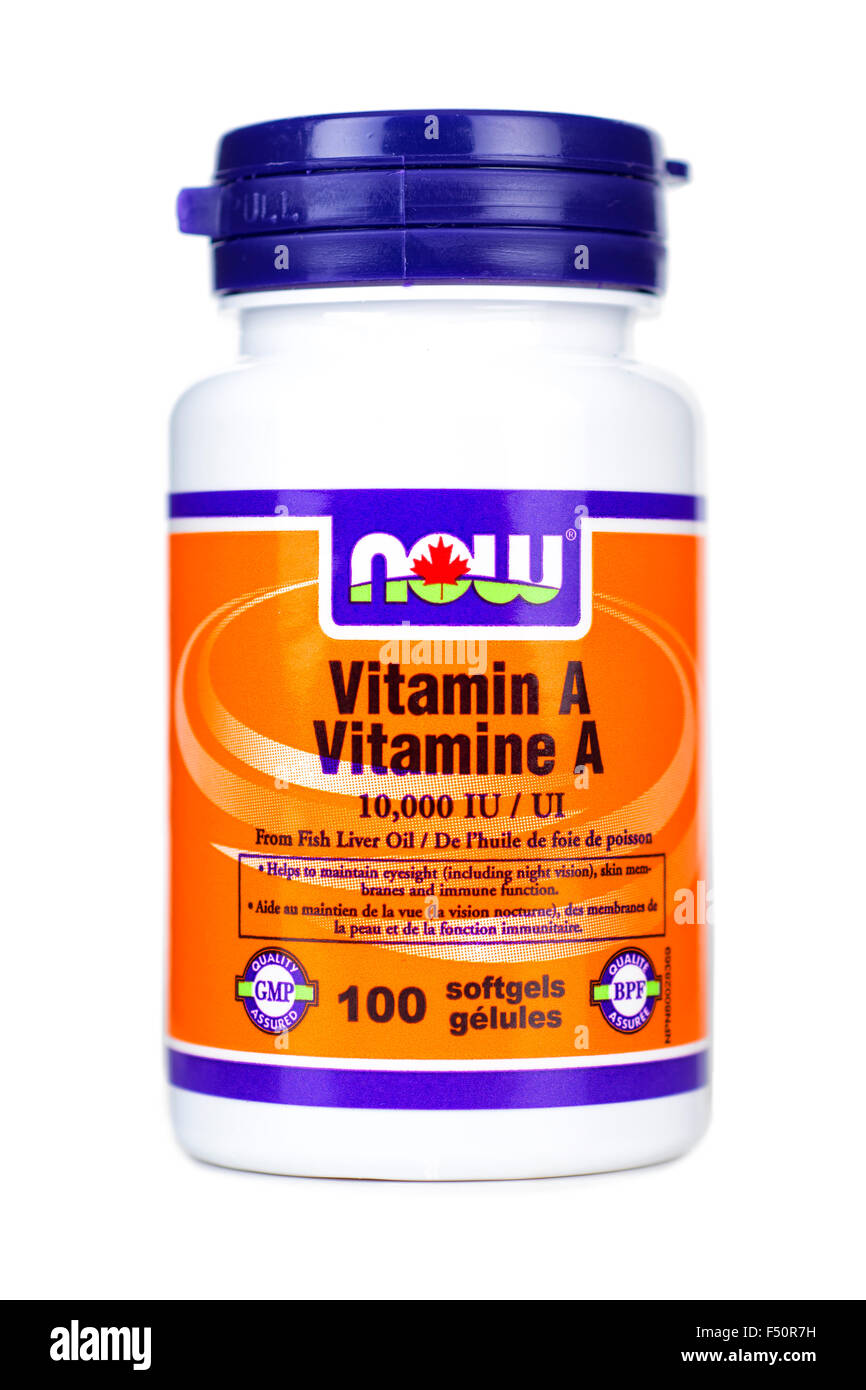 La vitamina A CAPSULE, da olio di fegato di pesce, fonte animale 10.000 UI Foto Stock