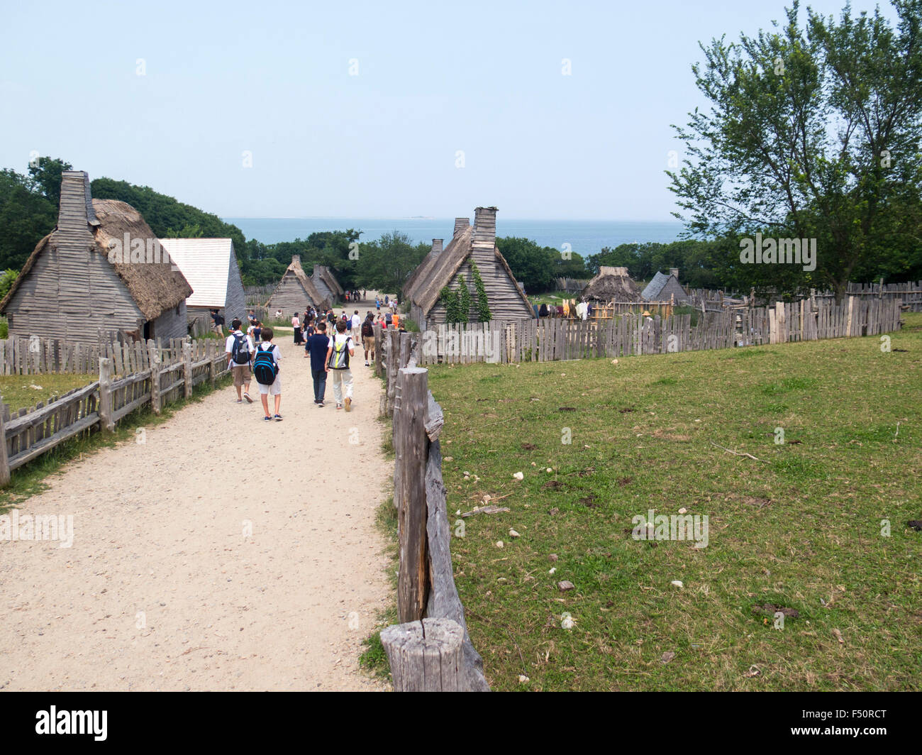Plimouth Plantation insediamento pellegrina; Plymouth Massachusetts Foto Stock
