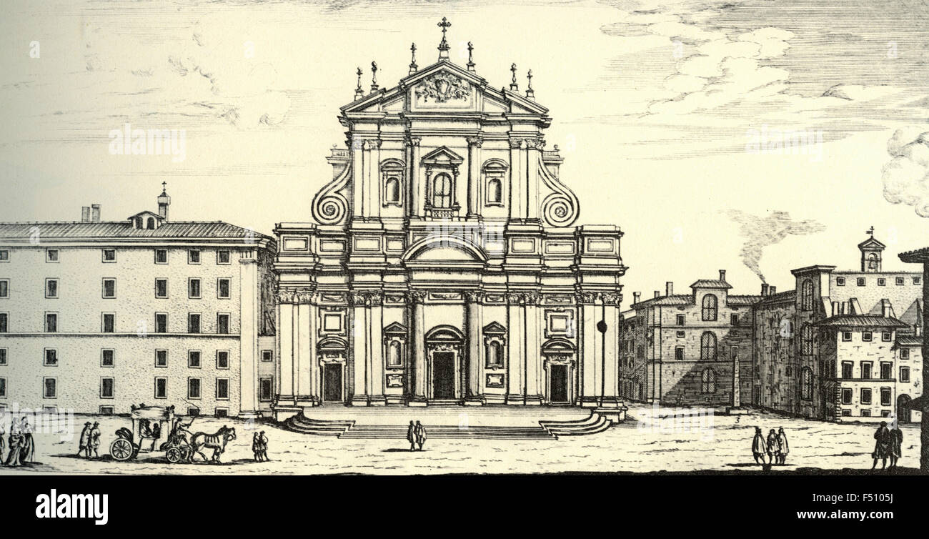 Illustrazione di Sant Ignazio chiesa dei Padri della Compagnia di Gesù nel rione della Pigna, Roma, Italia Foto Stock