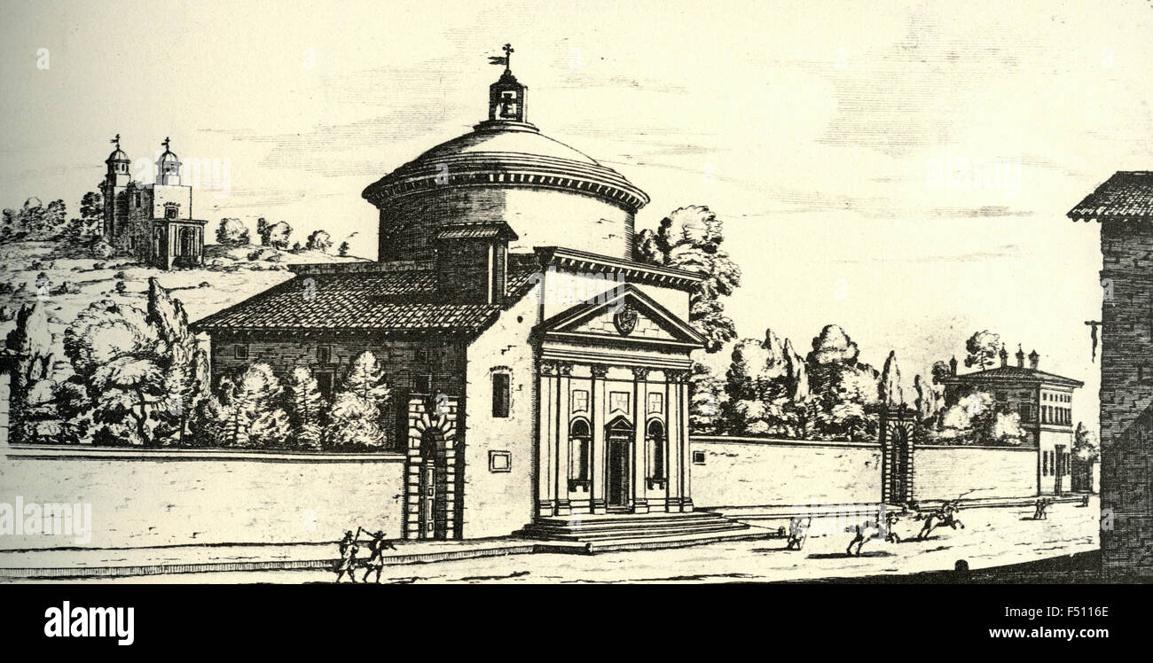 Illustrazione della chiesa di Sant'Andrea Apostolo al di fuori della Porta del Popolo, Roma, Italia Foto Stock