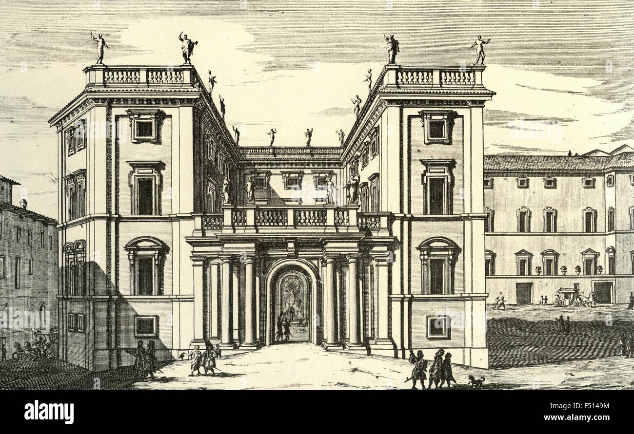 Illustrazione di illustre Marchese Palazzo Muti dietro i Santi Apostoli, Roma, Italia Foto Stock