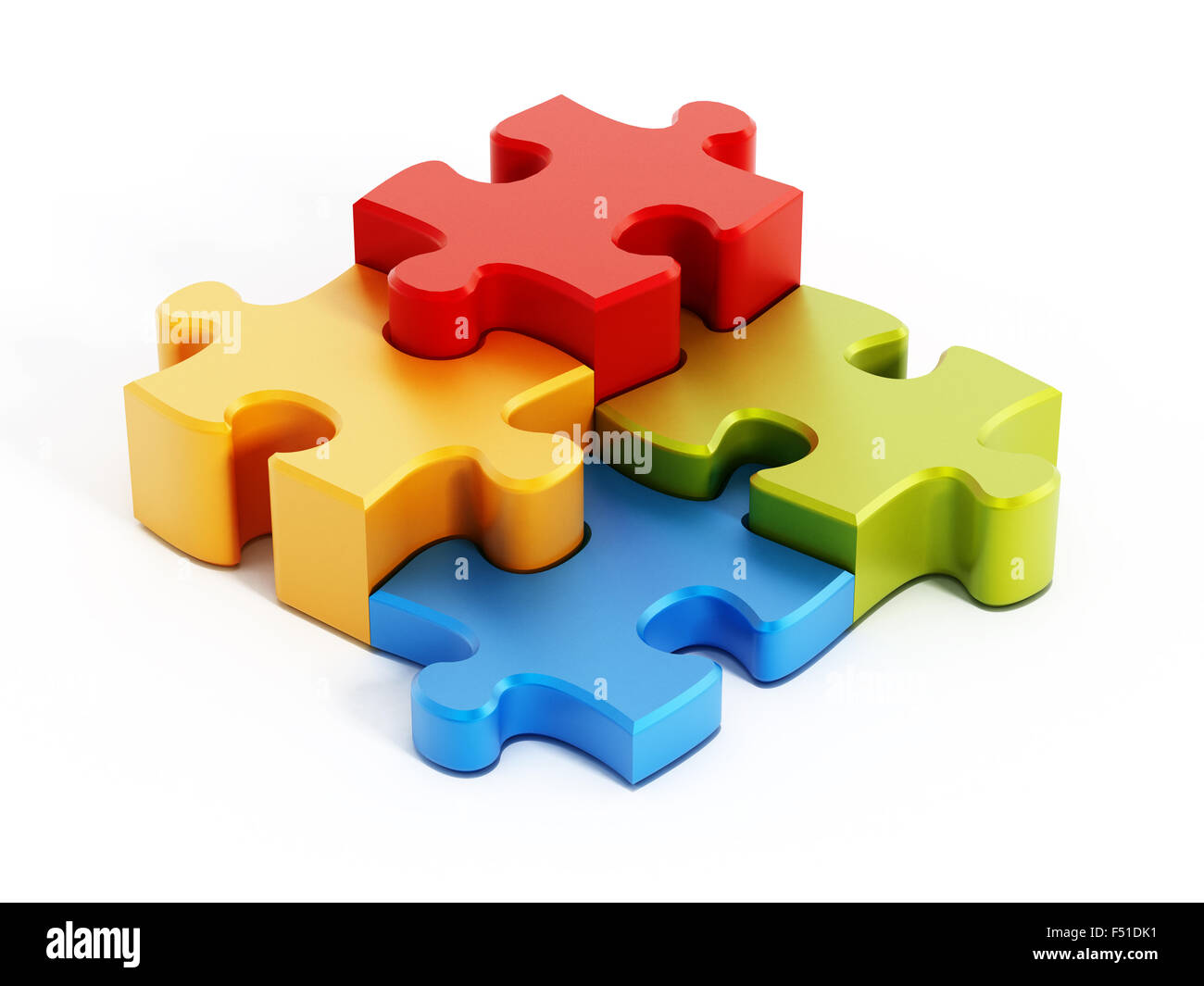 Colorato i pezzi del puzzle isolati su sfondo bianco Foto stock - Alamy