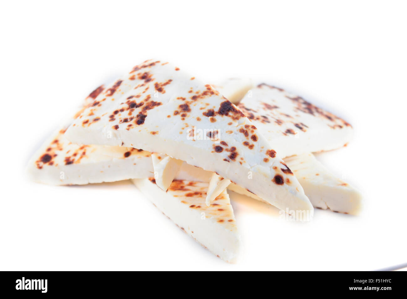 Il finlandese squeaky formaggio, isolati su sfondo bianco Foto Stock