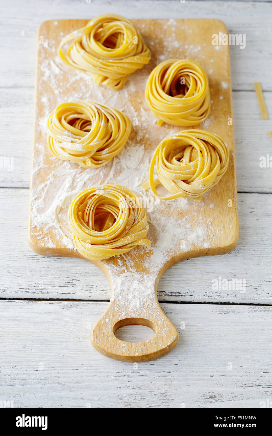 Pasta fatta in casa, cibo vista superiore Foto Stock