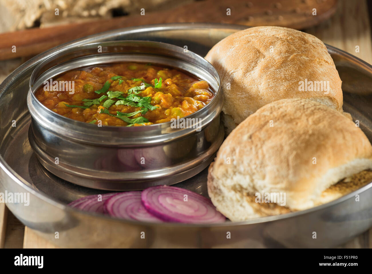 Pav bhaji. Indian street food. Foto Stock