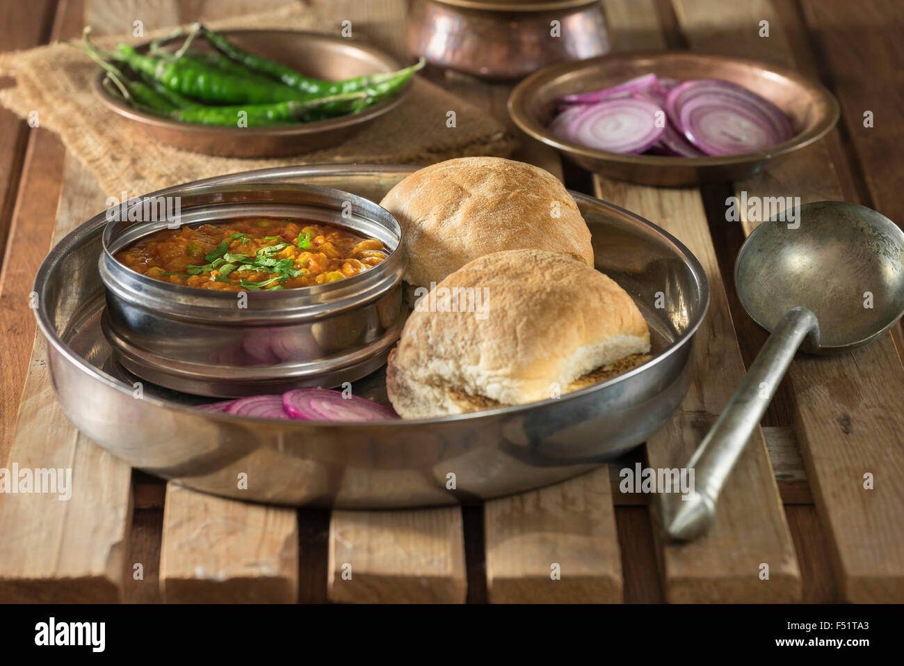 Pav bhaji. Indian street food. Foto Stock
