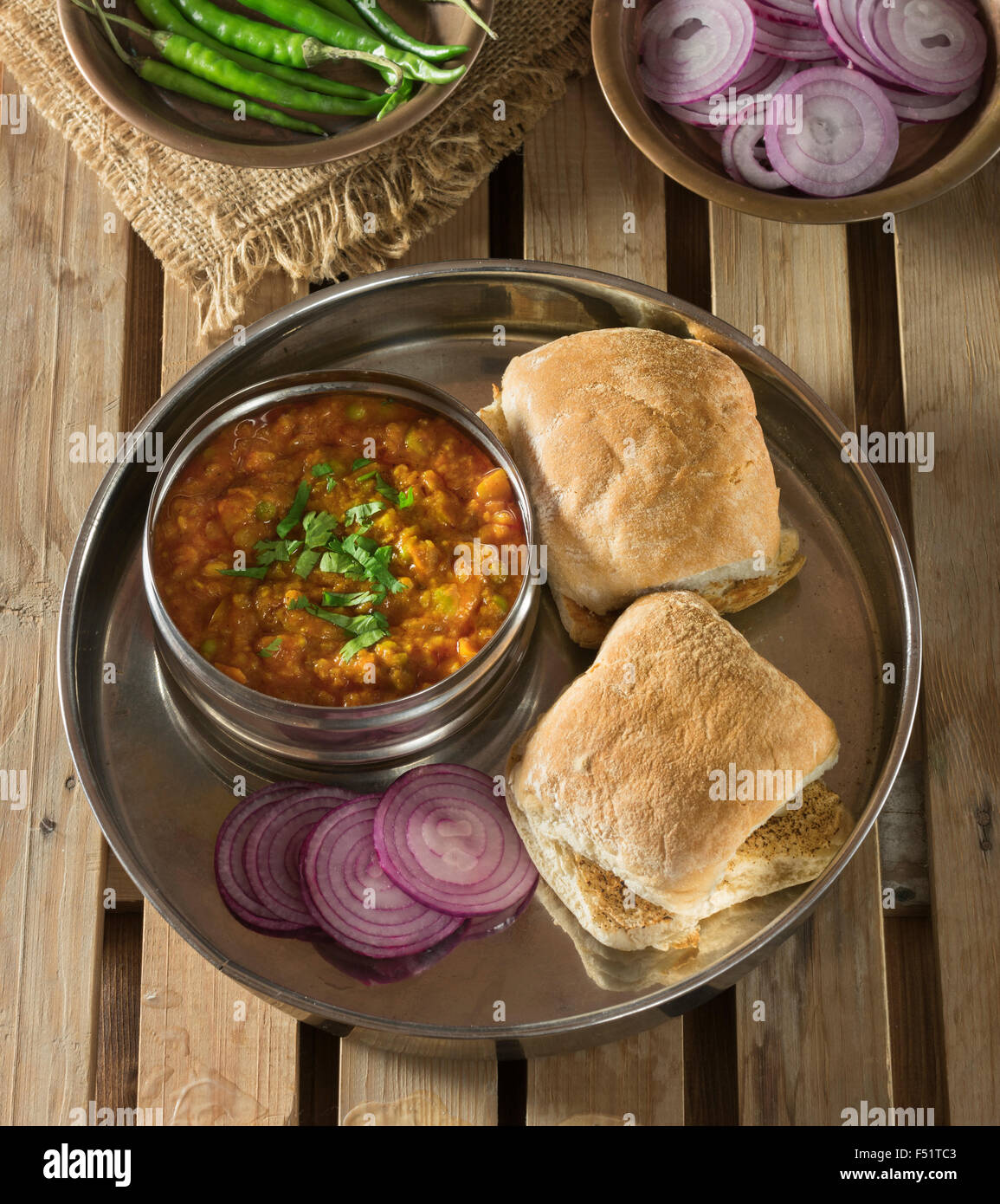 Pav bhaji. Indian street food. Foto Stock