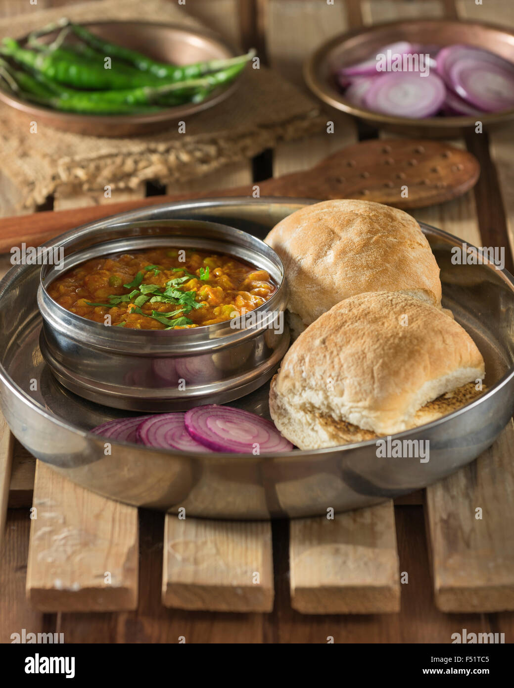 Pav bhaji. Indian street food. Foto Stock