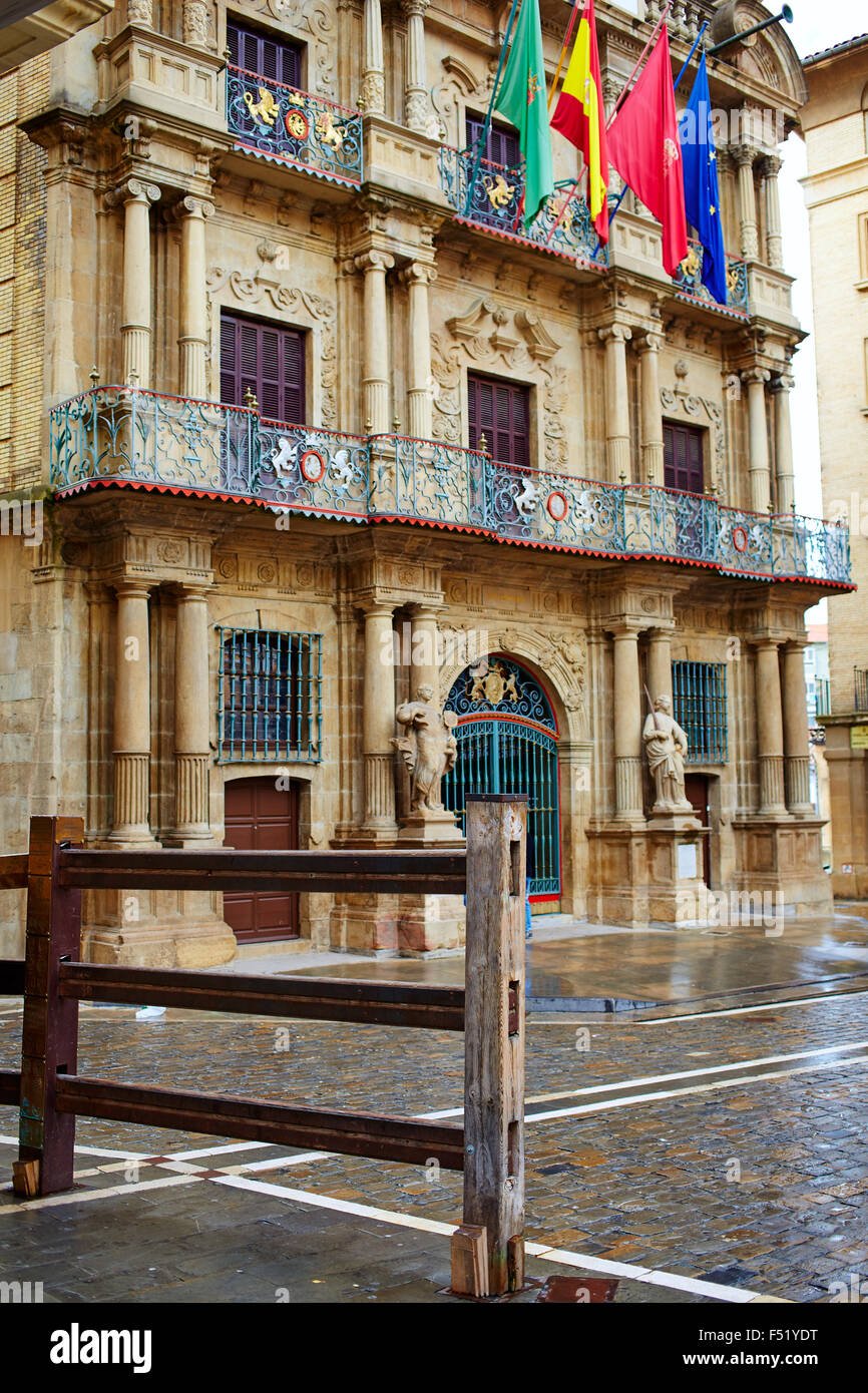 Pamplona Navarra Ayuntamiento piazza del Municipio Via di San Giacomo Foto Stock