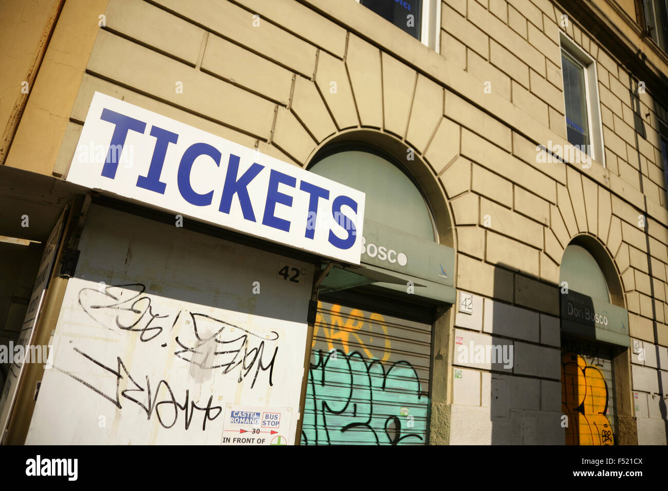 Chiuso Ticket Booth, Roma, Italia. Foto Stock