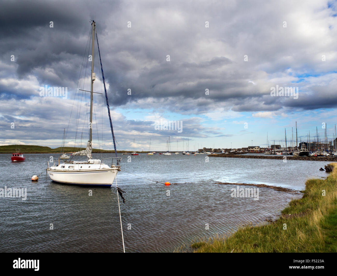 Yacht nel Coquet estuario vicino a camminare Marina Northumberland Inghilterra Foto Stock
