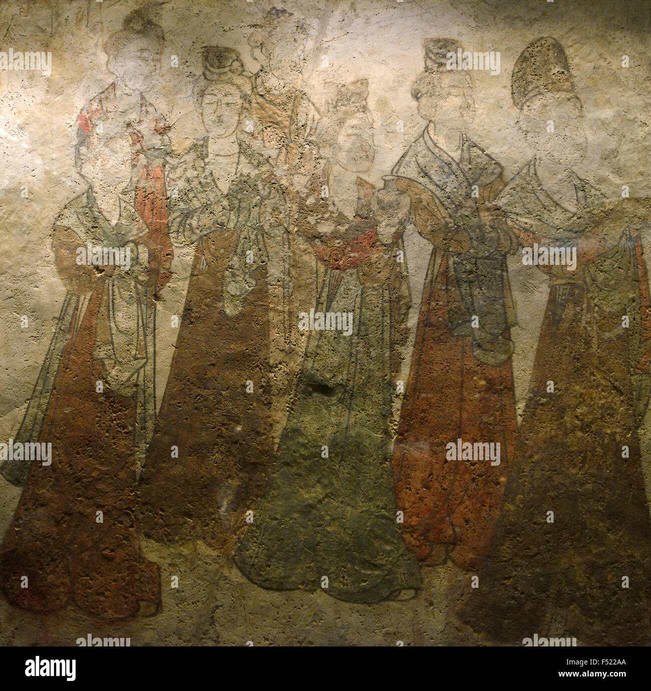 La Dinastia Tang tomba murali. Museo dello Shanxi a Xi'an, Cina. Foto Stock