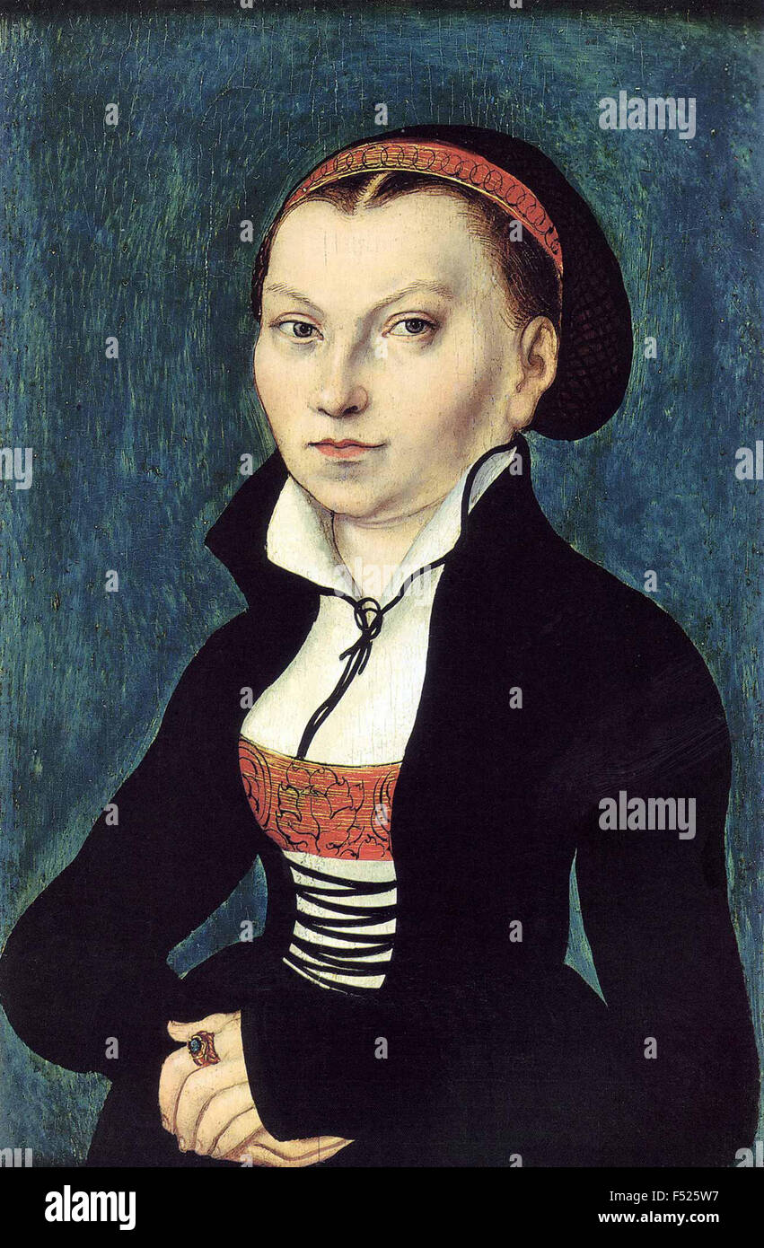 KATHARINA von BORA (1499-1552), moglie di Martin Lutero nel 1526 dipinto di Lucas Cranach il Vecchio Foto Stock