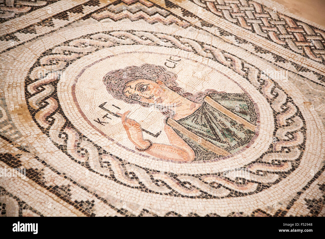 Mosaico sul pavimento dell'edificio dall antica città romana del curio - Kourion, Cipro Foto Stock