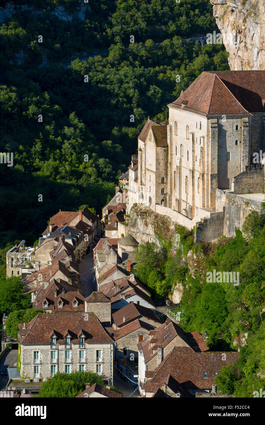 Pellegrinaggio medievale città di Rocamadour, Quercy, midi-Pyrenees, Francia Foto Stock