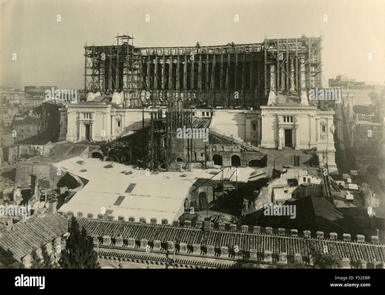 La costruzione del Vittoriano , roma, Italia Foto Stock