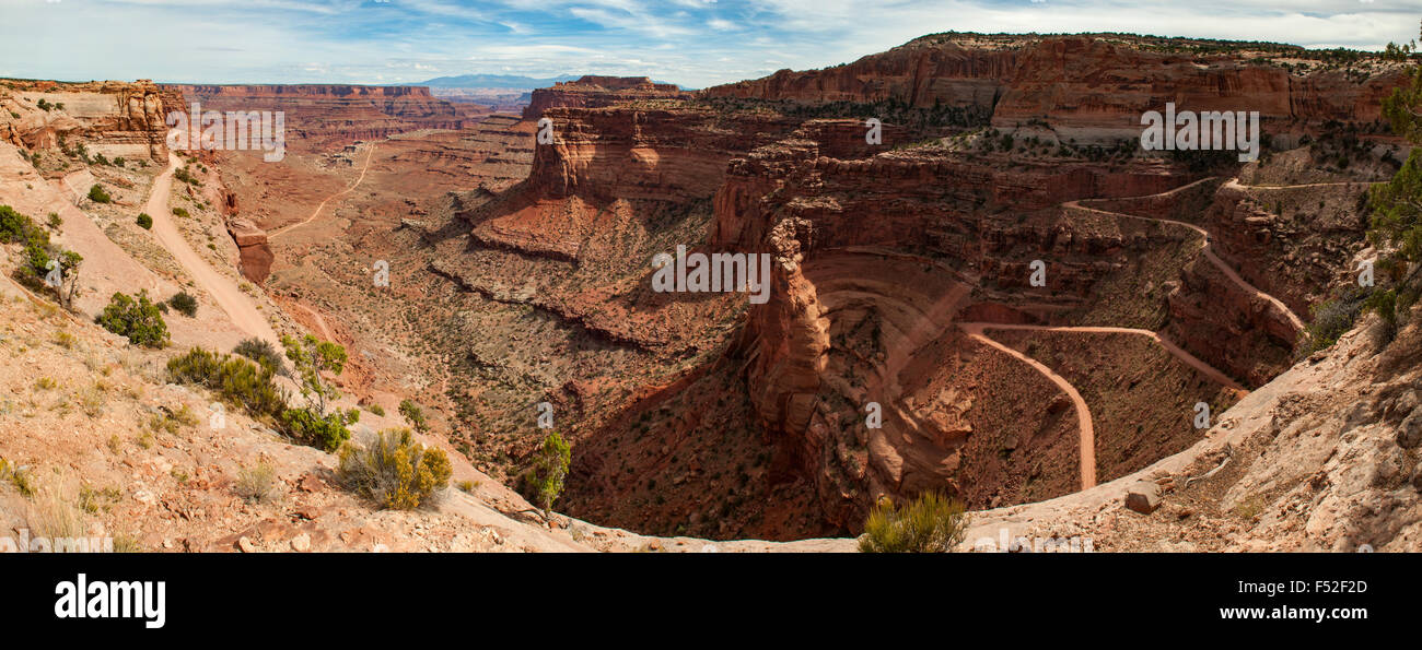 Shafer Canyon e il sentiero Panorama, Canyonlands NP, Utah, Stati Uniti d'America Foto Stock