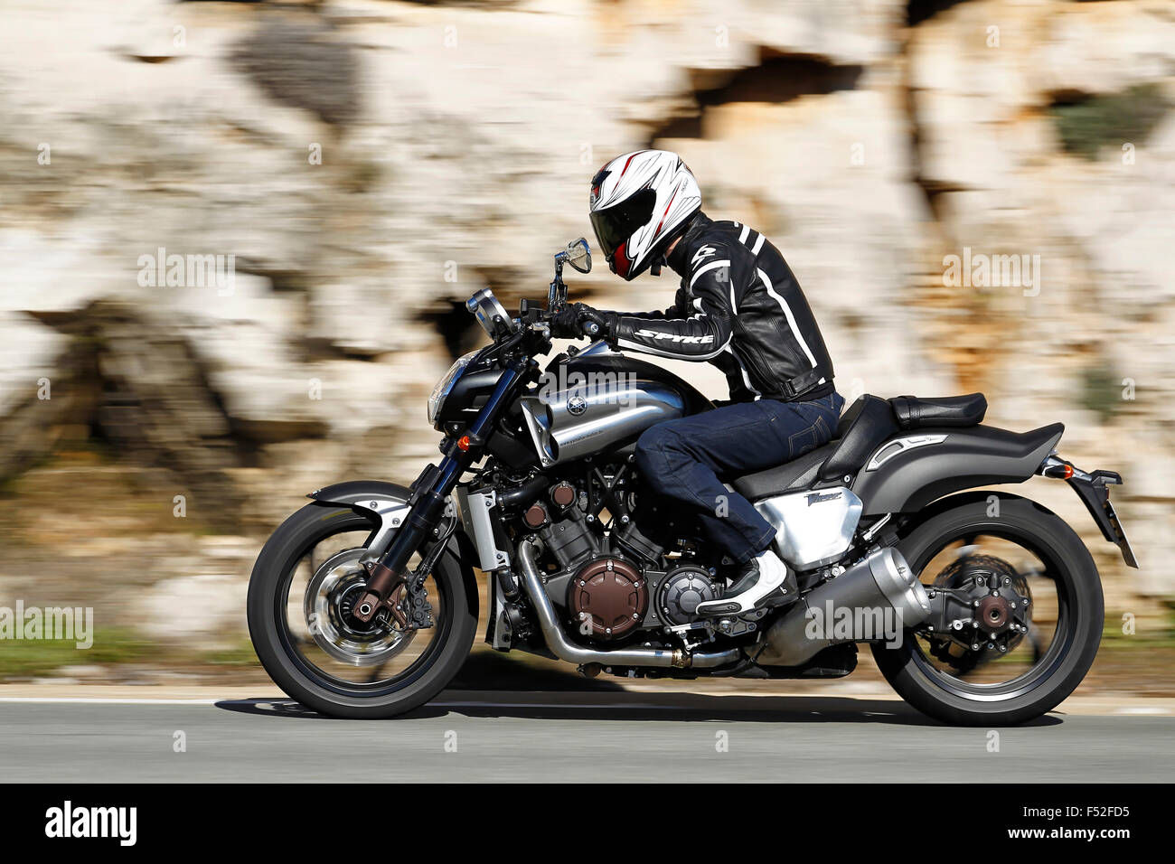 Motociclo, Speedbike, Yamaha Vmax, panoramiche, lato sinistro, Anno di costruzione nel 2012, Foto Stock