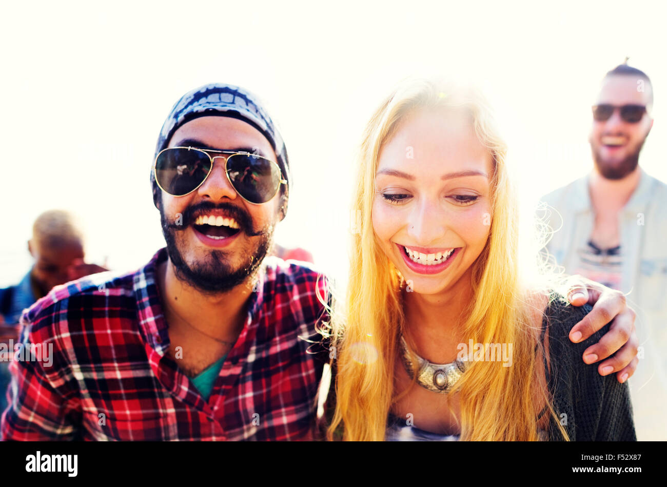 Il legame di amicizia Relax Estate spiaggia felicità Concept Foto Stock