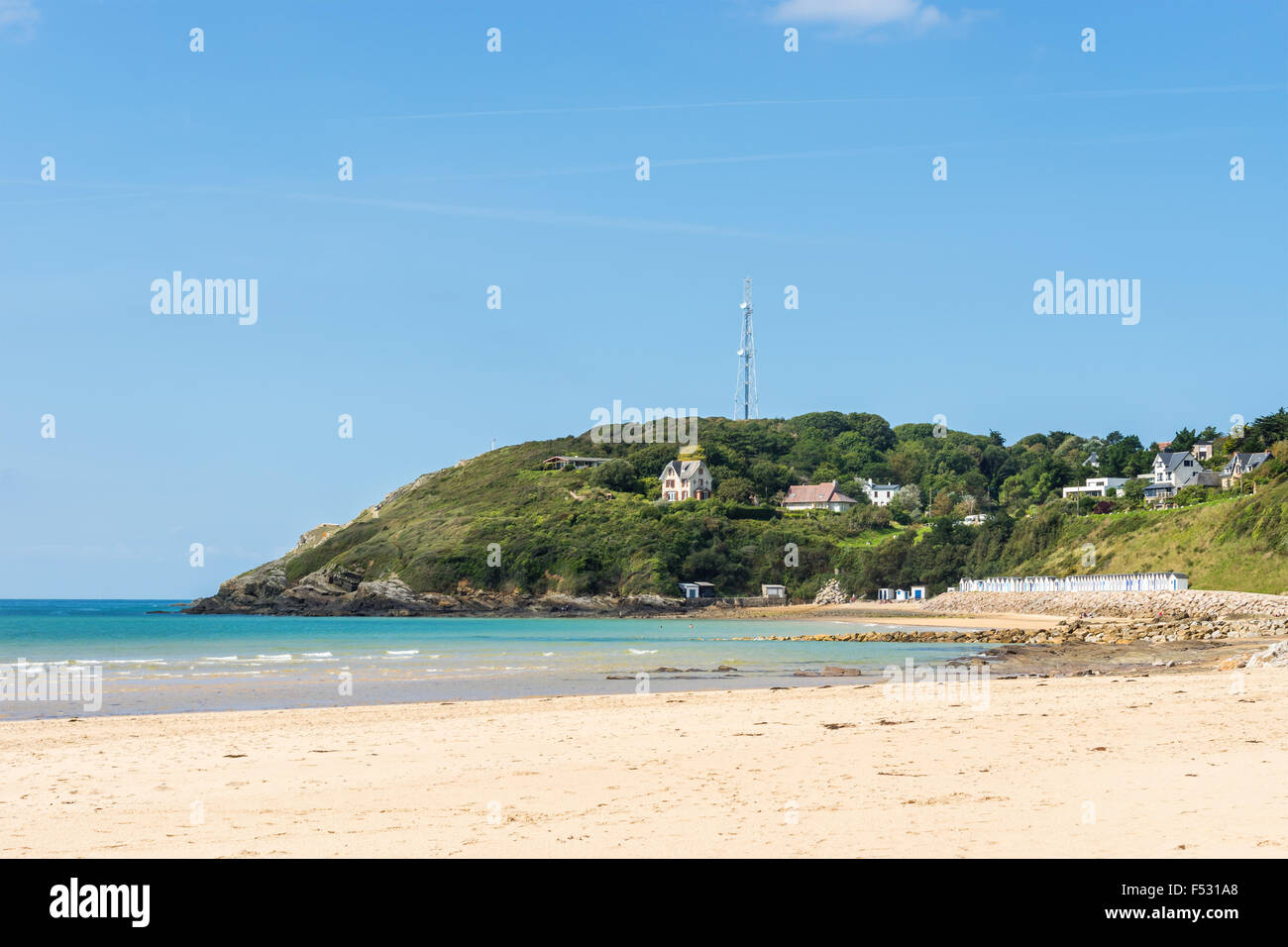 La spiaggia vuota di BARNEVILLE CARTERET, Francia Normandia Foto Stock