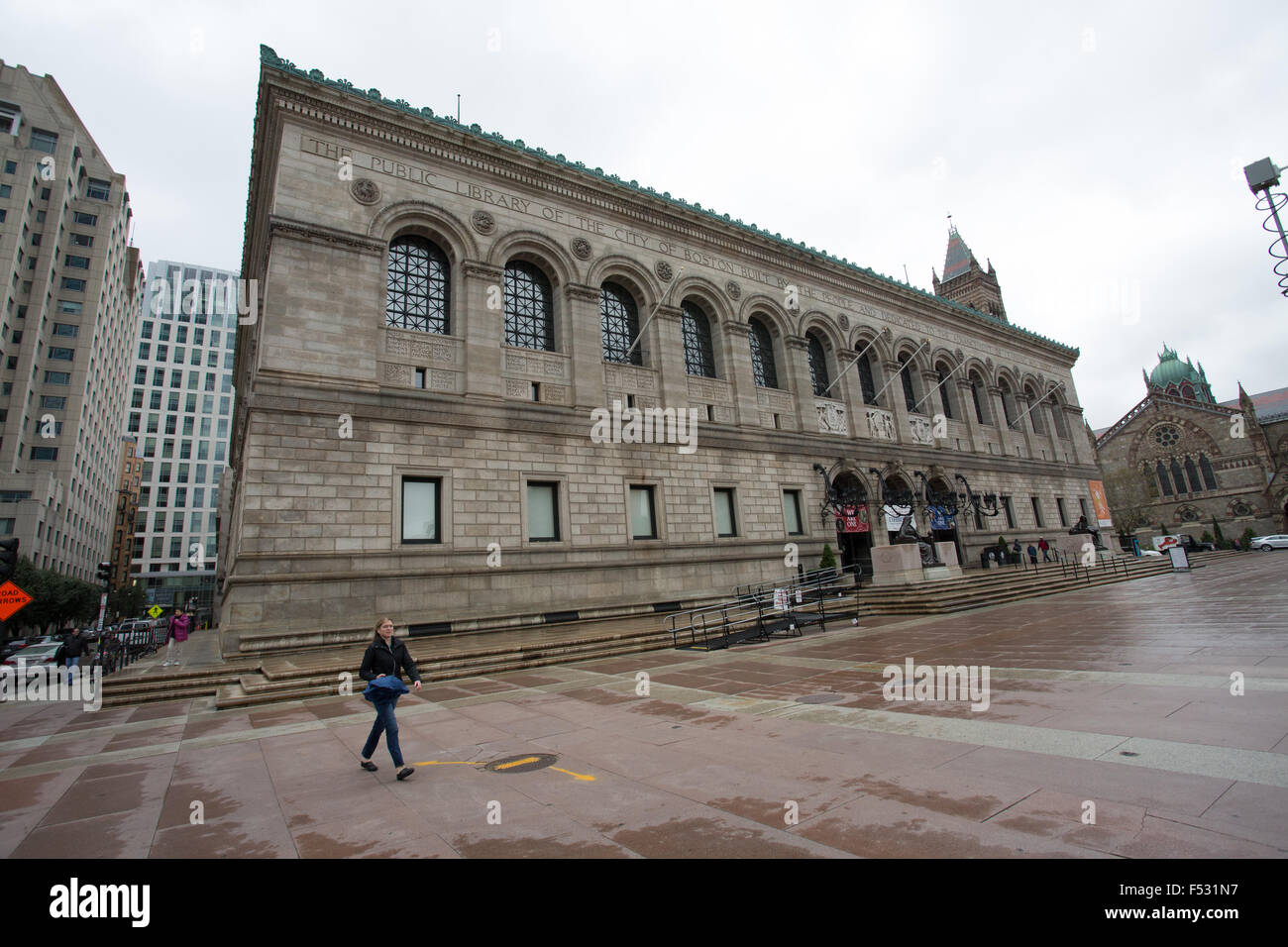 Boylston st boston edificio della biblioteca Foto Stock