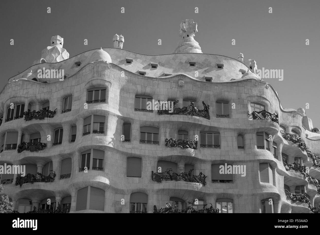 Casa Milà, un edificio modernista di Barcellona, in Catalogna, Spagna. Foto Stock