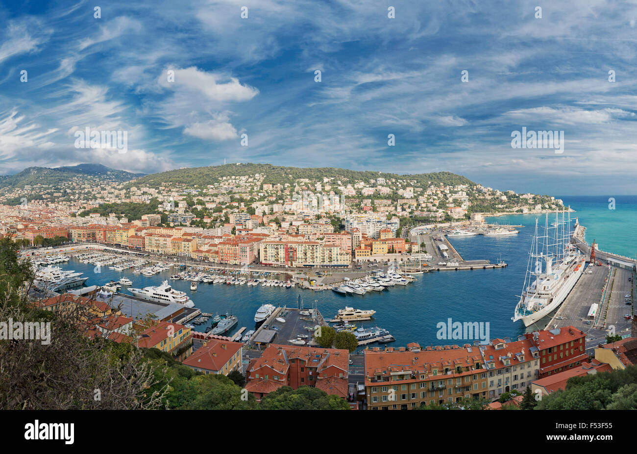 Vista panoramica di Nizza Cote d'Azur, in Francia Foto Stock