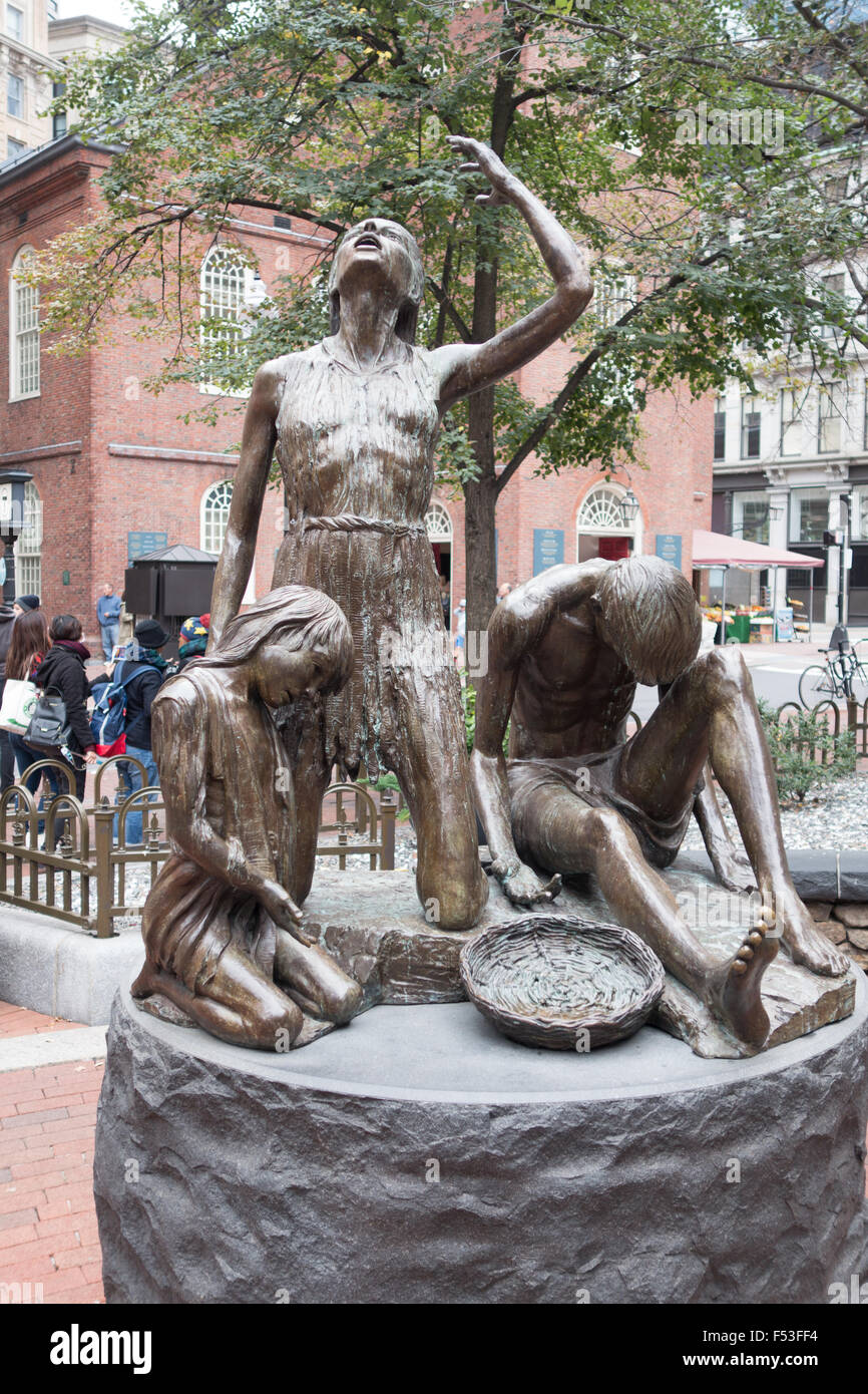 Il Boston Irish carestia Memorial " Irish statue' Foto Stock