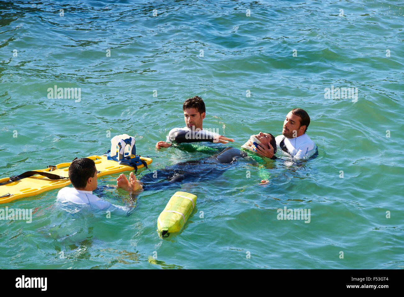 Simulacro di salvataggio in mare, Biscaglia, Paese Basco, Euskadi, Euskal Herria, Spagna, Europa Foto Stock