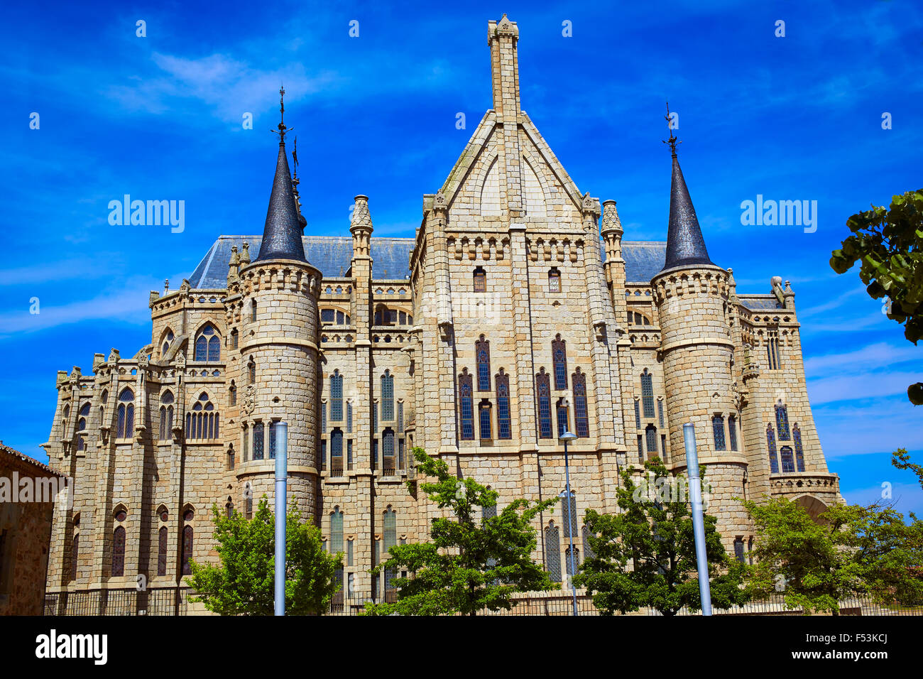 Astorga Leon Palazzo episcopale di Antoni Gaudi architetto a titolo di Saint James Foto Stock