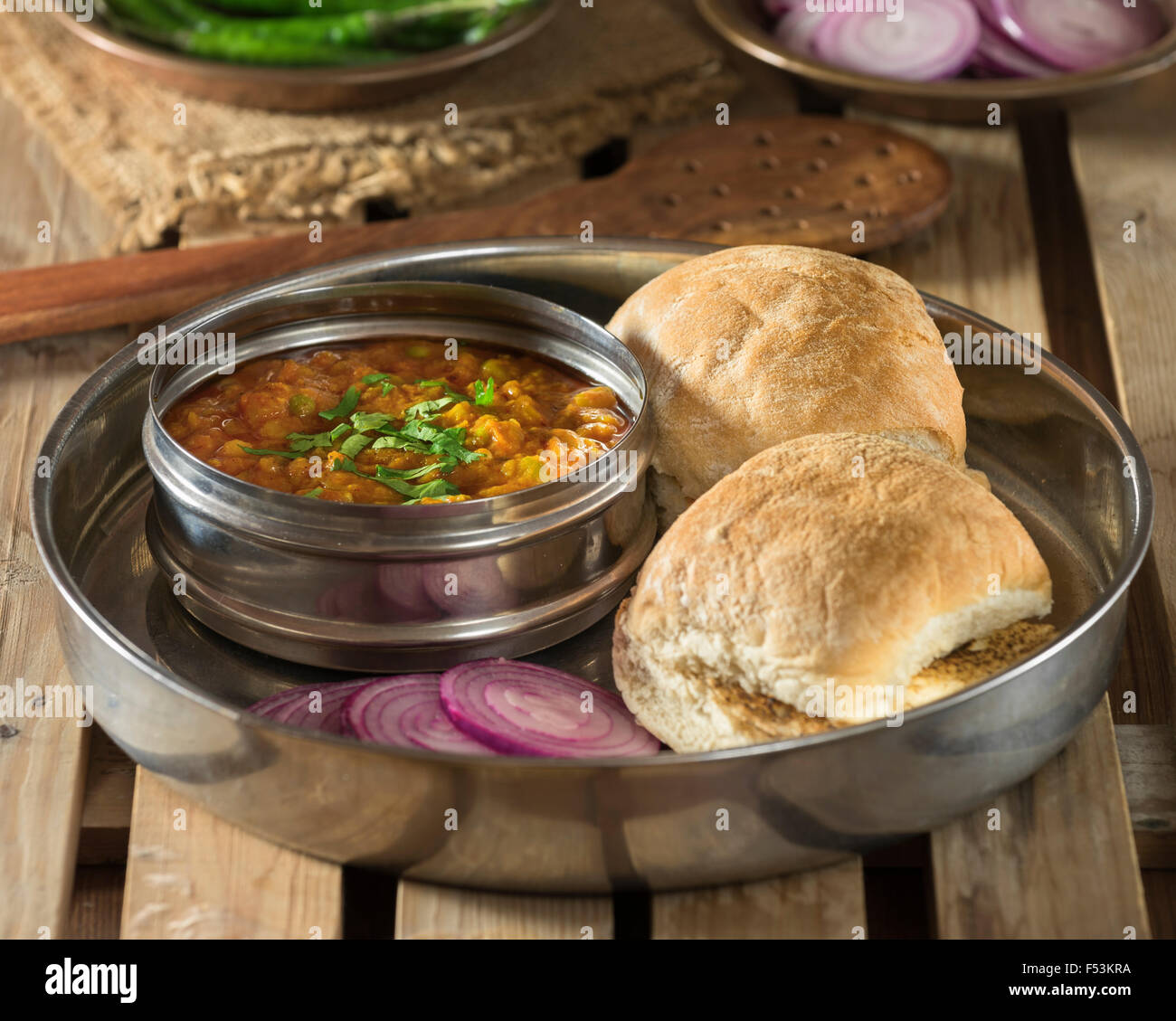 Pav bhaji. Indian street food. Foto Stock