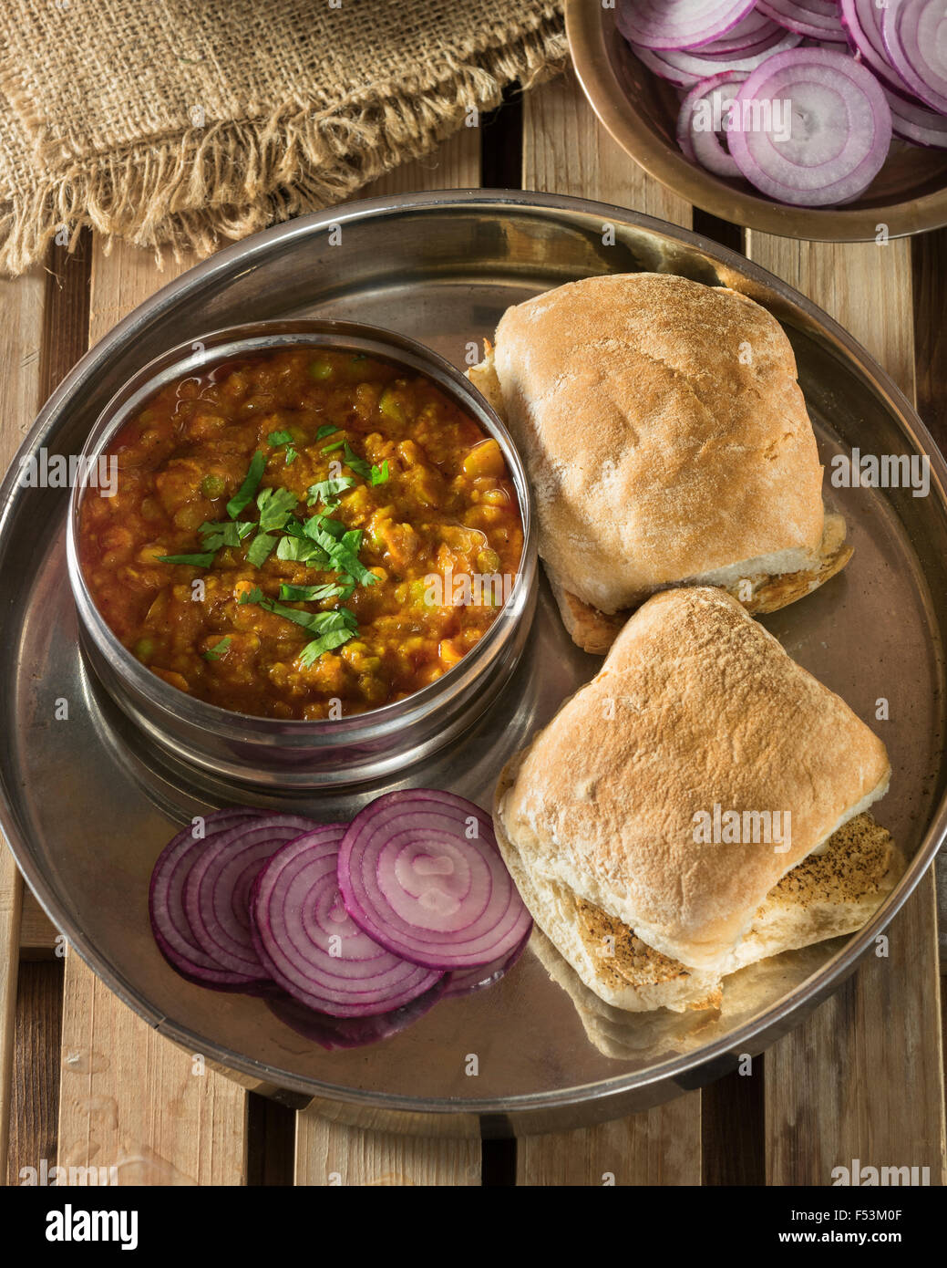 Pav bhaji. Indian street food. Foto Stock