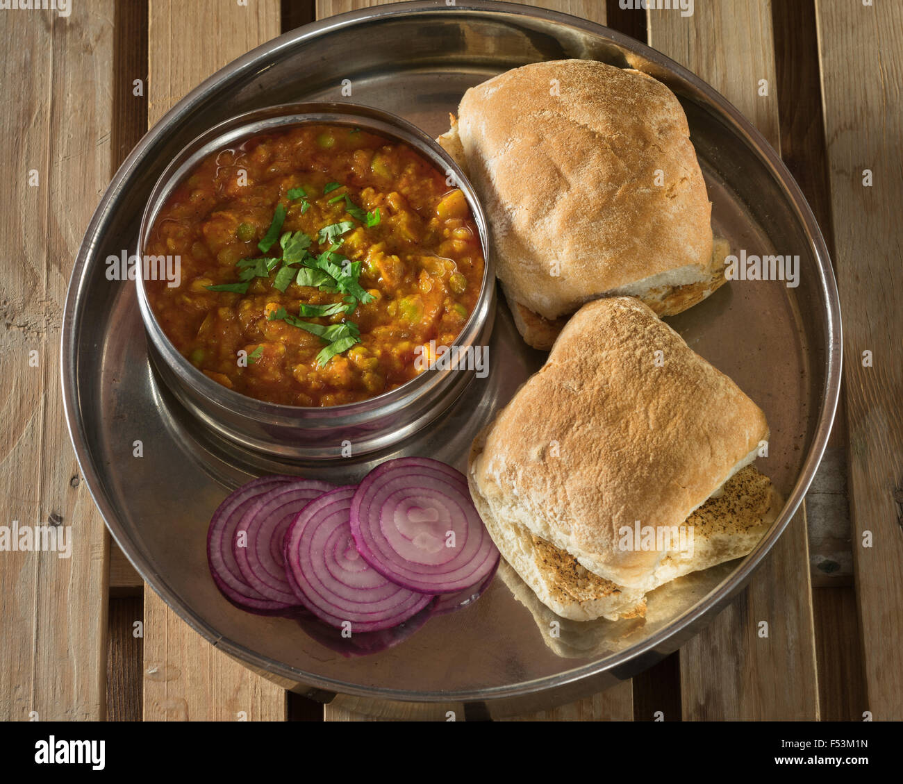Pav bhaji. Indian street food. Foto Stock