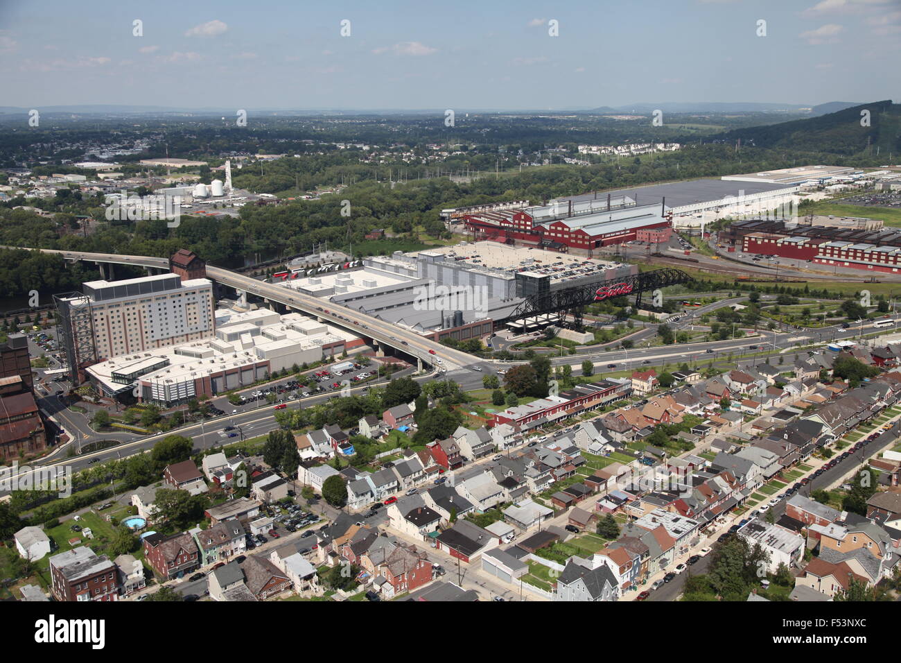 Vista aerea del Sands Casino di Bethlehem in Pennsylvania Foto Stock