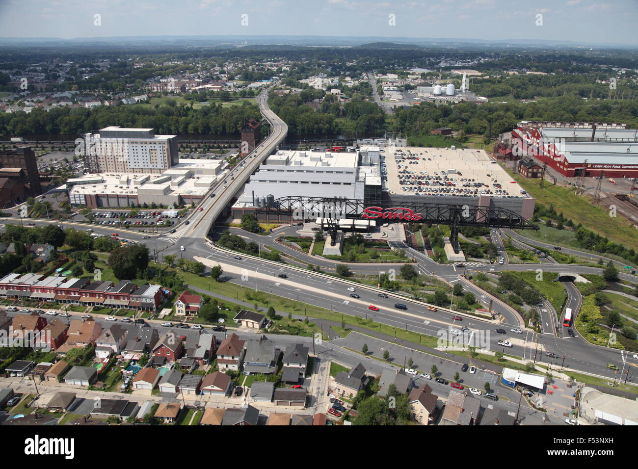 Vista aerea del Sands Casino di Bethlehem in Pennsylvania Foto Stock