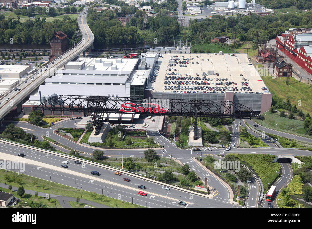 Vista aerea del Sands Casino di Bethlehem in Pennsylvania Foto Stock