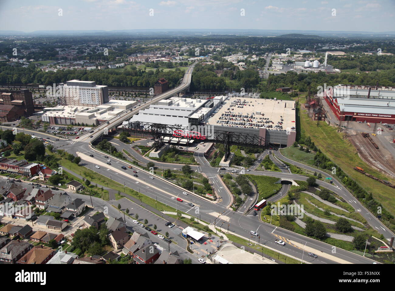 Vista aerea del Sands Casino di Bethlehem in Pennsylvania Foto Stock