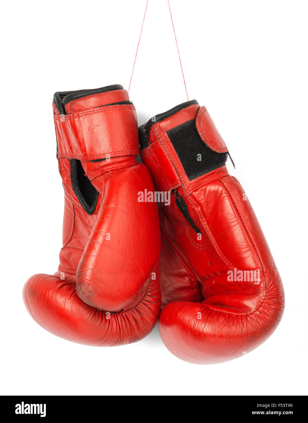 Red guantoni da pugilato, vista laterale Foto Stock