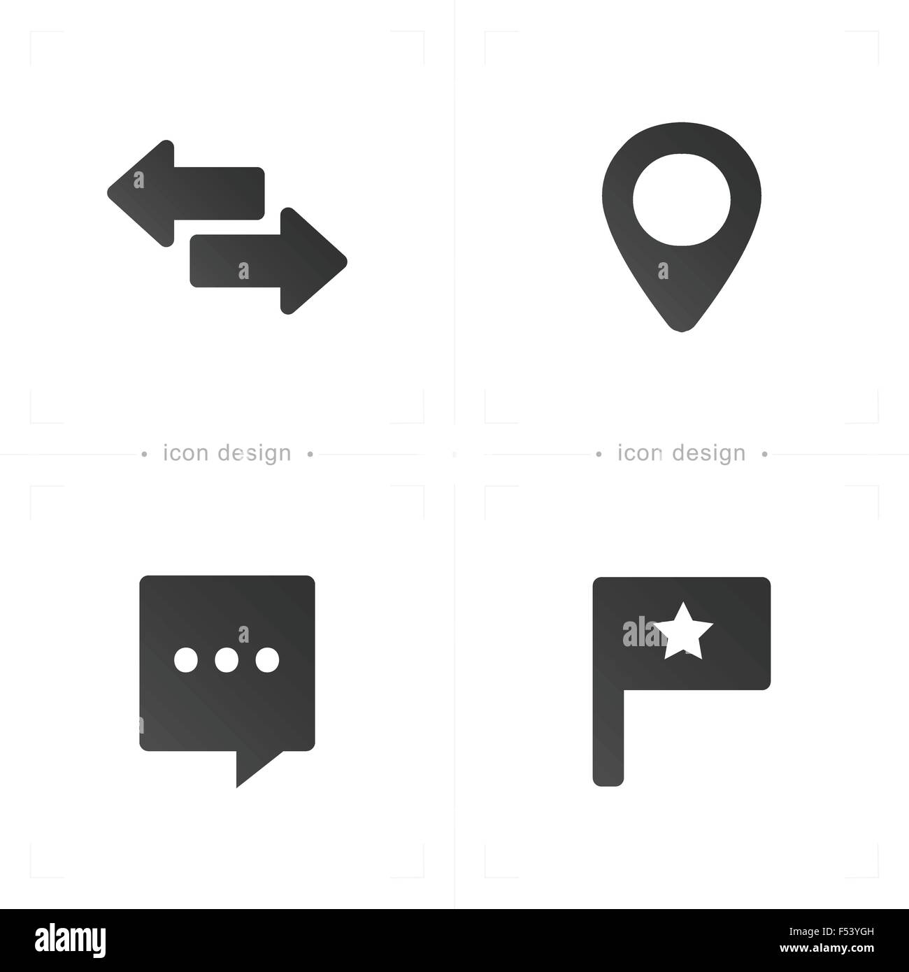 Media e comunicazione icone e perni Illustrazione Vettoriale